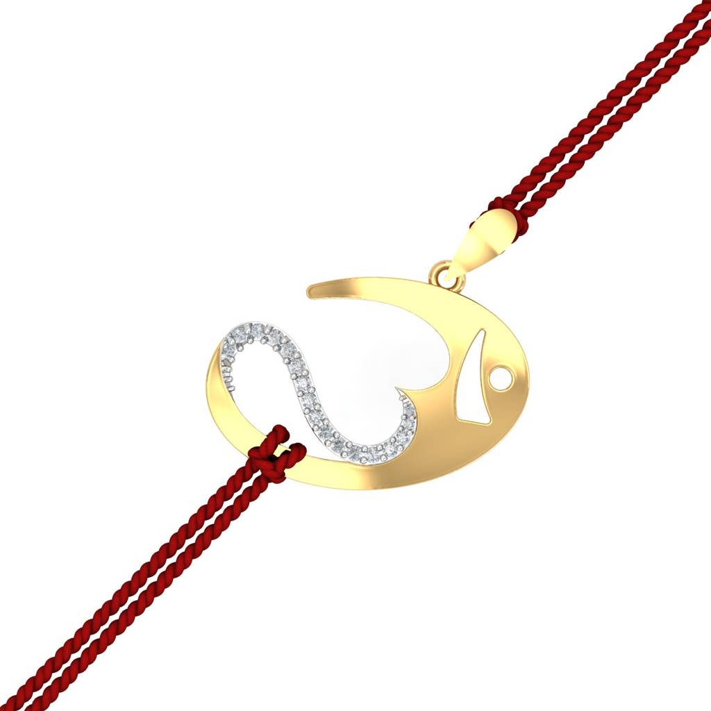 Kuberbox Yellow Gold Divya Aum Rakhi Pendant : RA2045