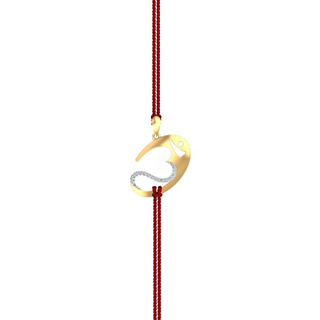 Kuberbox Yellow Gold Divya Aum Rakhi Pendant : RA2045