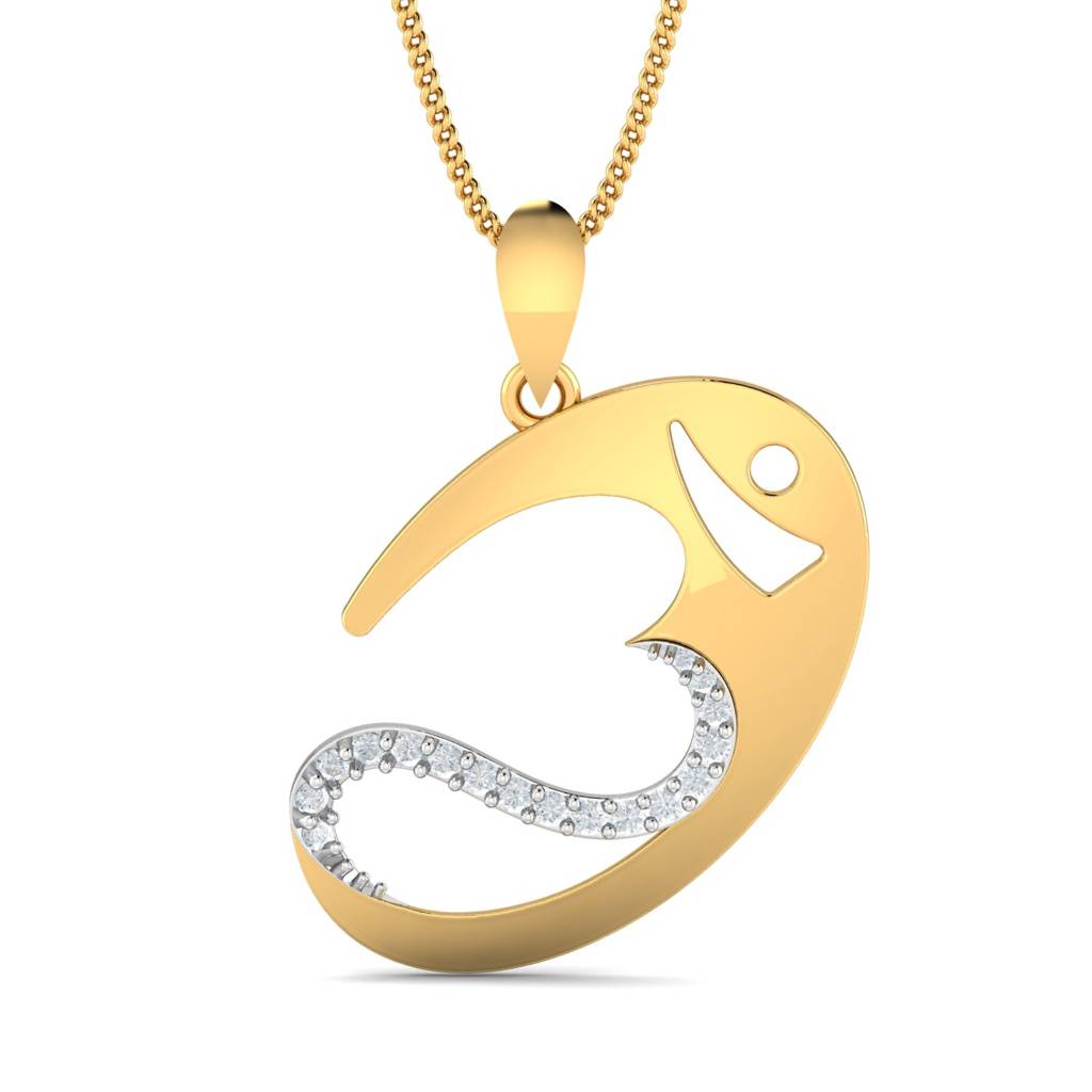 Kuberbox Yellow Gold Divya Aum Rakhi Pendant : RA2045