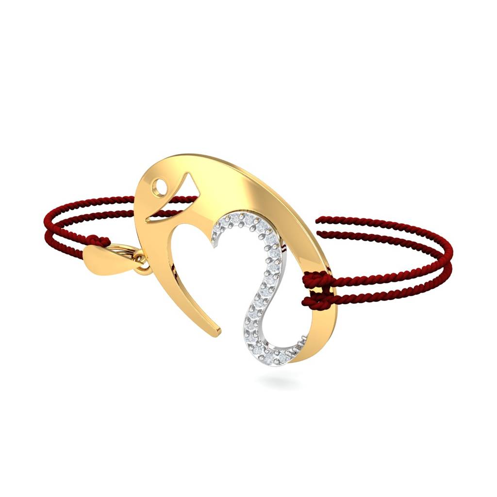 Kuberbox Yellow Gold Divya Aum Rakhi Pendant : RA2045