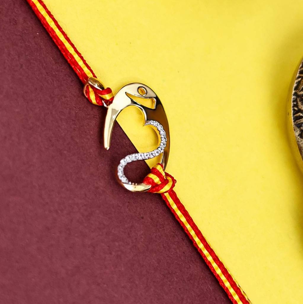 Kuberbox Yellow Gold Divya Aum Rakhi Pendant : RA2045