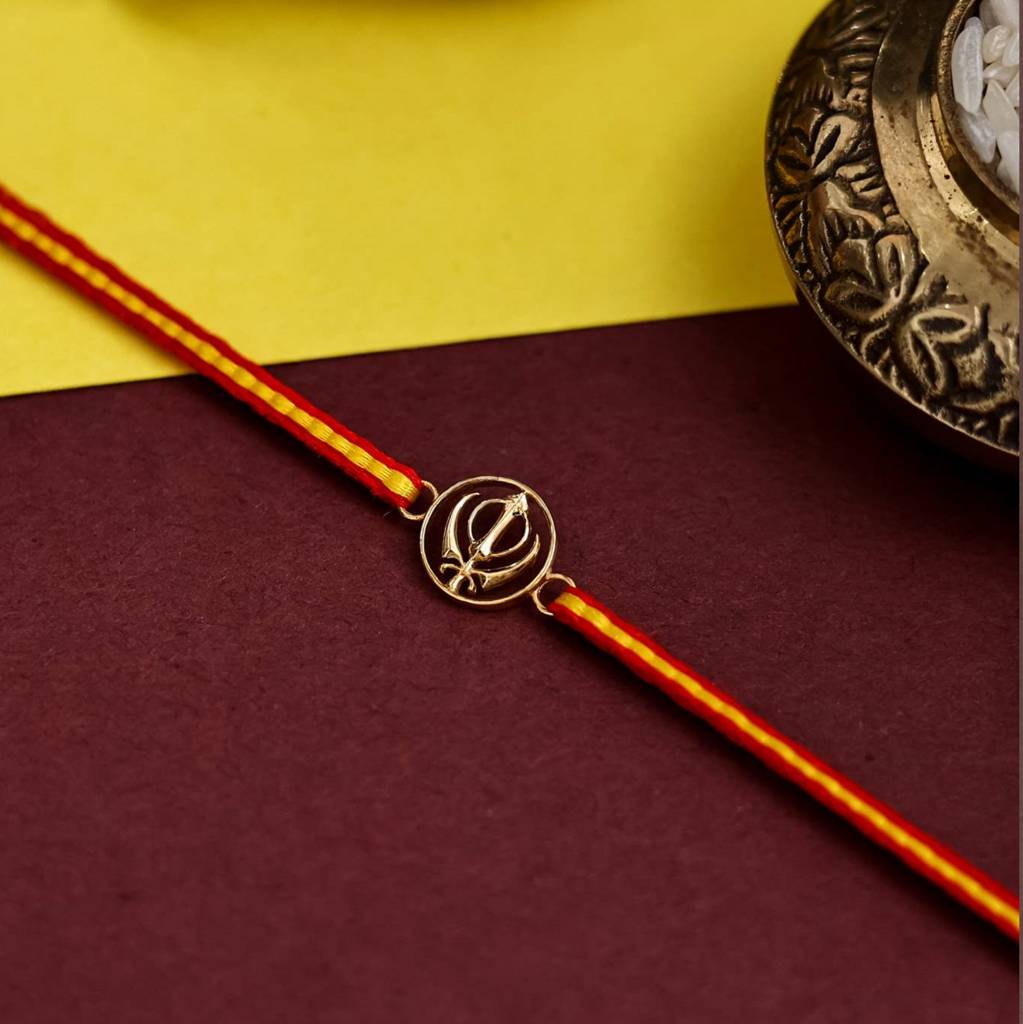 Kuberbox Yellow Gold Gold Khanda Rakhi : RA2063
