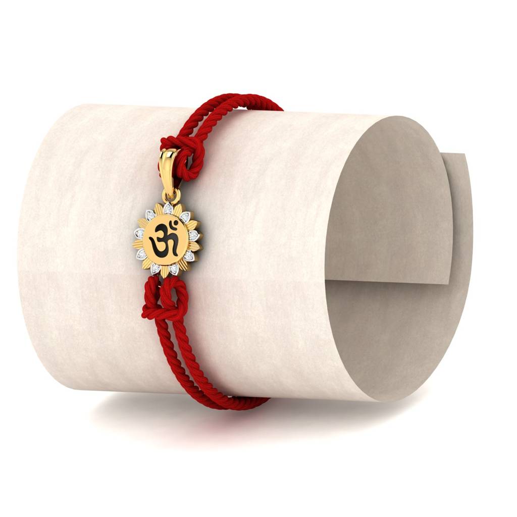 Kuberbox Yellow Gold Aumkara Diamond Rakhi Cum Pendant : RA2075