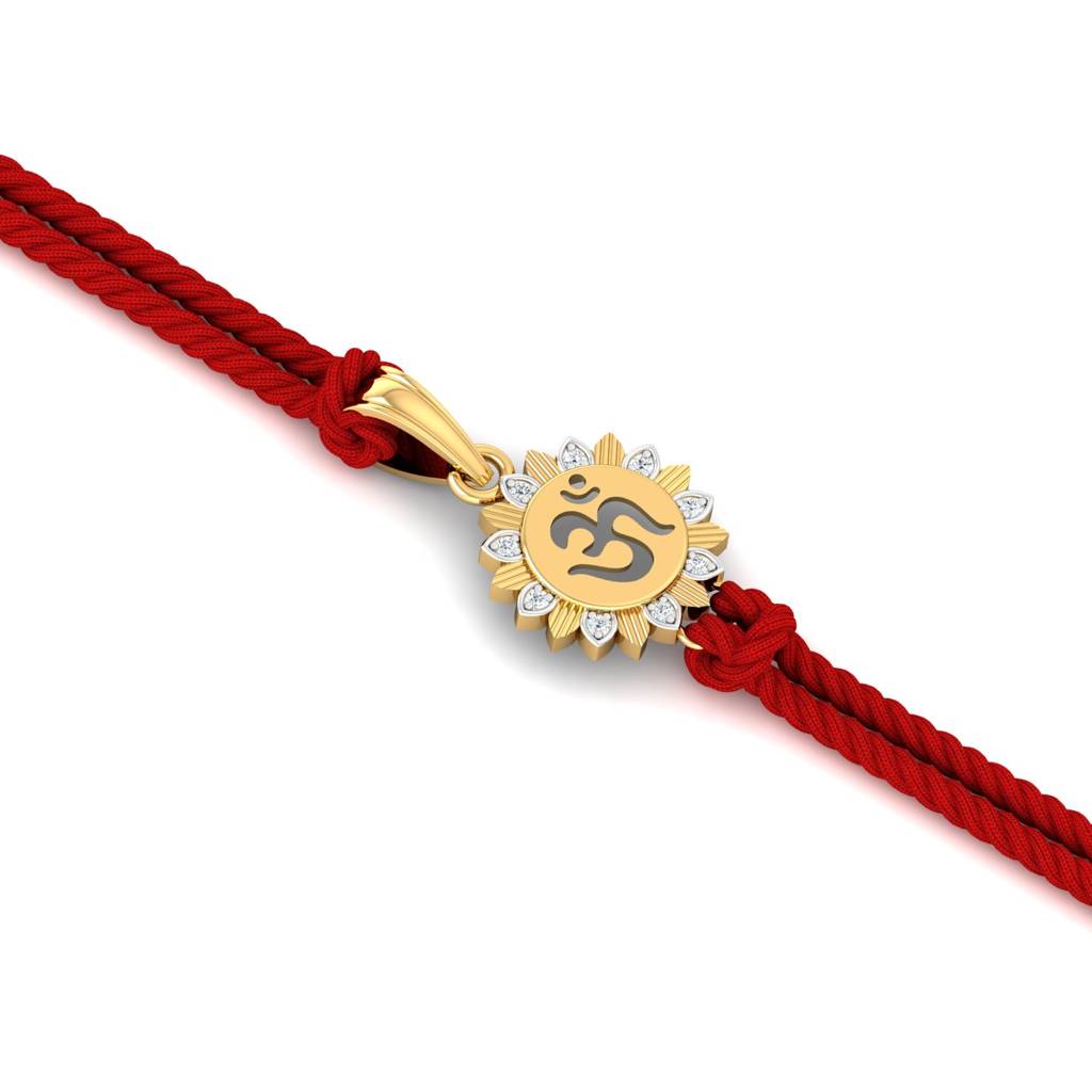 Eternz Certified Jewellery - KuberBox Yellow Gold Aumkara Diamond Rakhi Cum Pendant