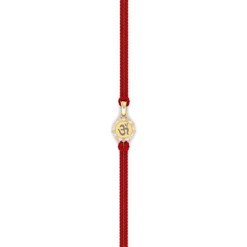 Kuberbox Yellow Gold Aumkara Diamond Rakhi Cum Pendant : RA2075