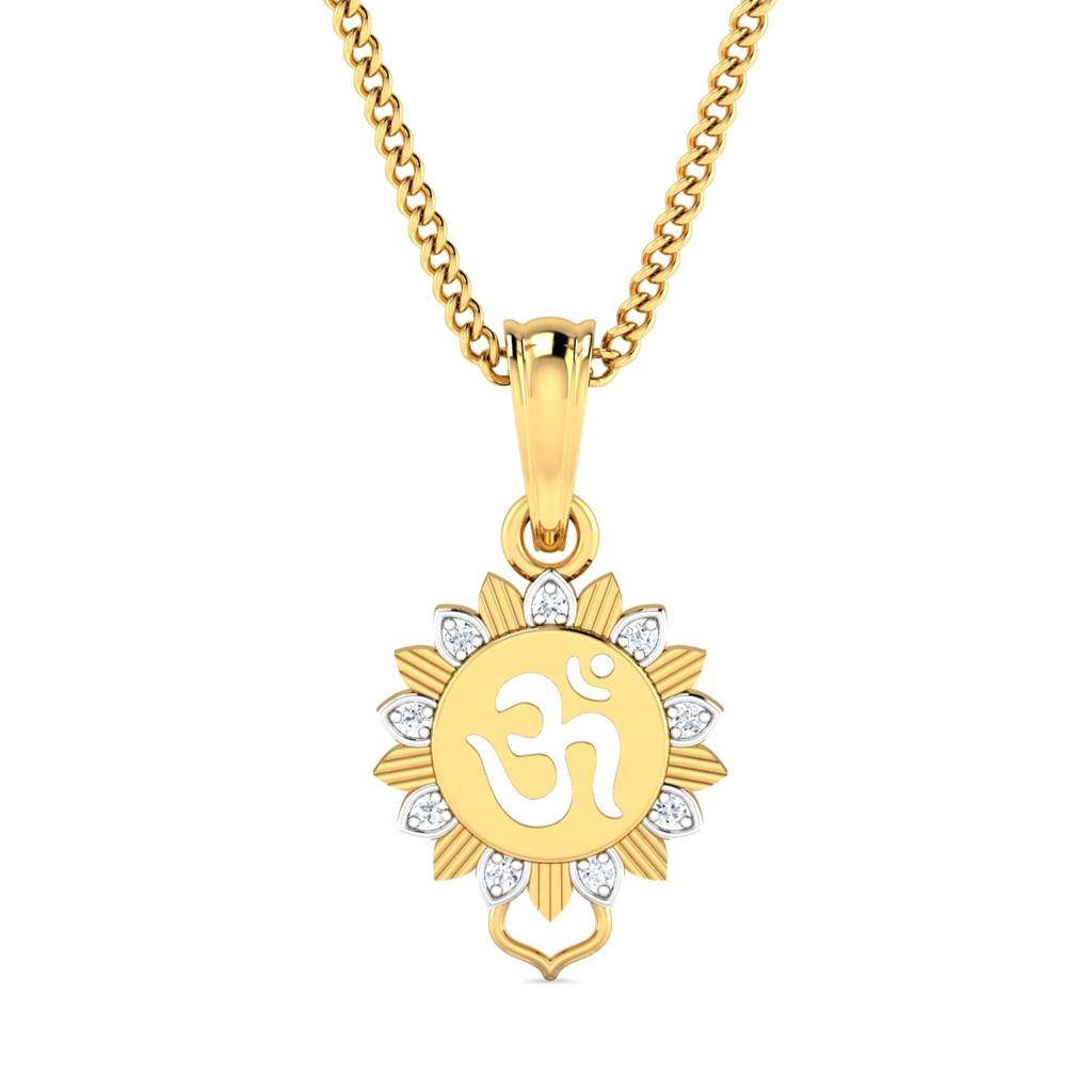 Kuberbox Yellow Gold Aumkara Diamond Rakhi Cum Pendant : RA2075
