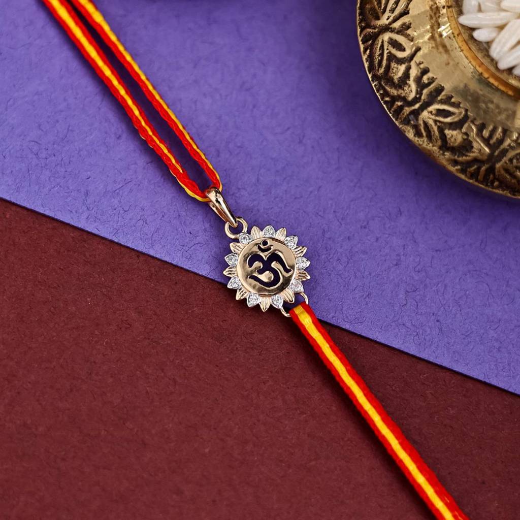Kuberbox Yellow Gold Aumkara Diamond Rakhi Cum Pendant : RA2075