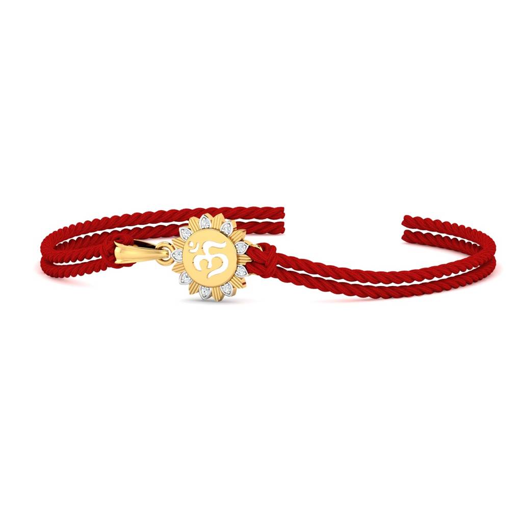 Kuberbox Yellow Gold Aumkara Diamond Rakhi Cum Pendant : RA2075