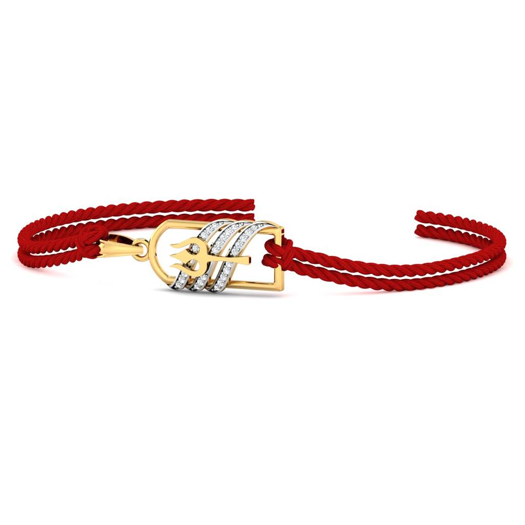 Kuberbox Yellow Gold Trishul Shivling Rakhi Cum Pendant : RA2079
