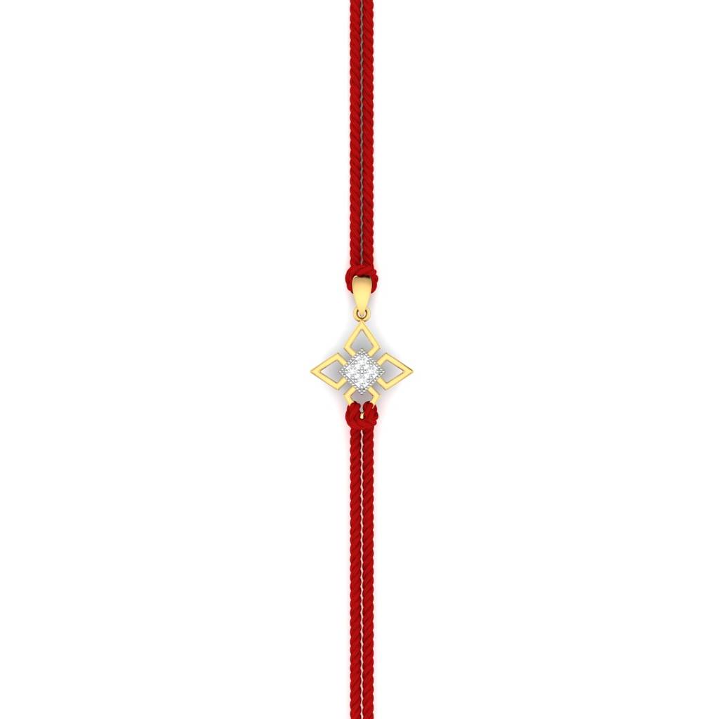 Kuberbox Yellow Gold Geometrical Diamond Rakhi Cum Pendant : RA2082