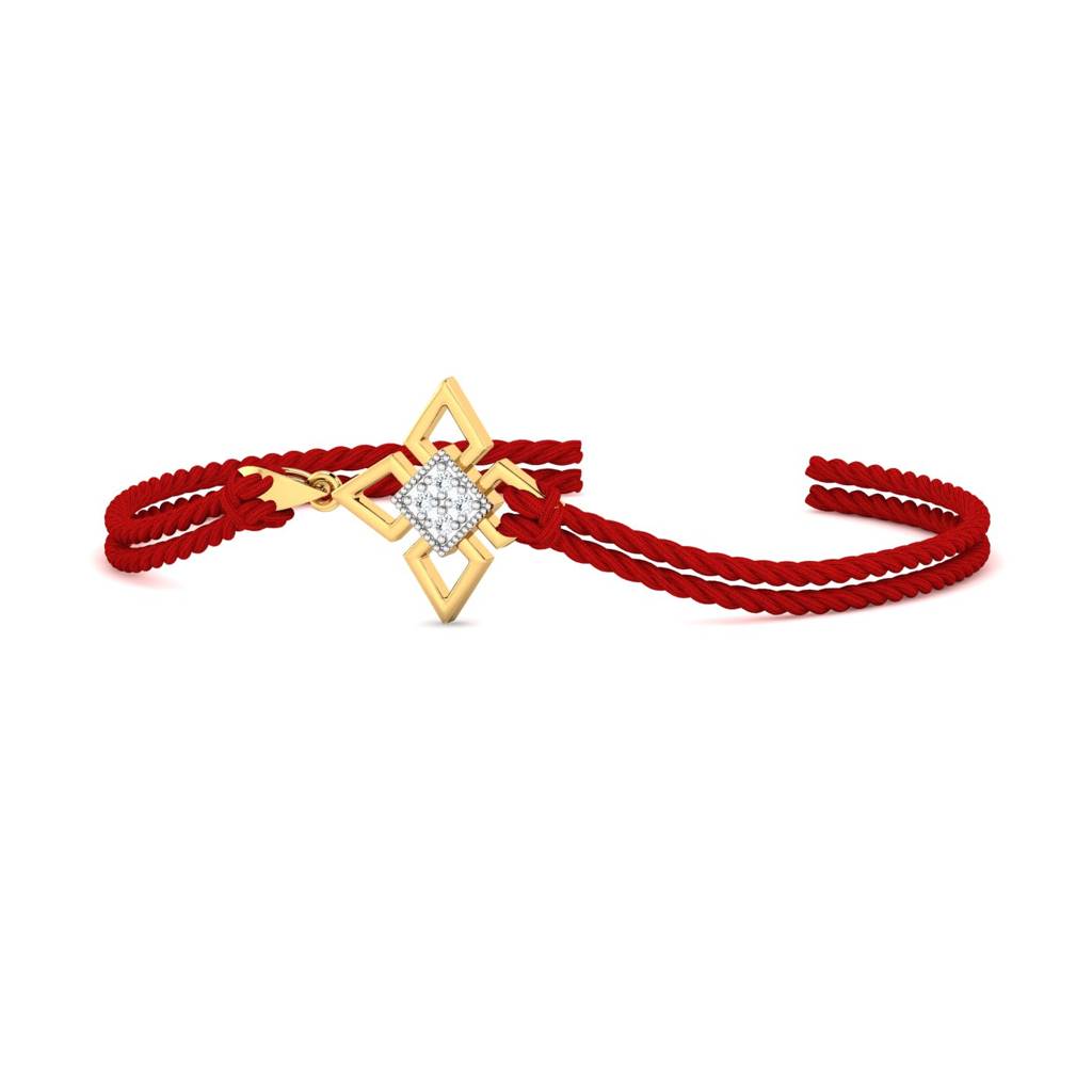 Kuberbox Yellow Gold Geometrical Diamond Rakhi Cum Pendant : RA2082