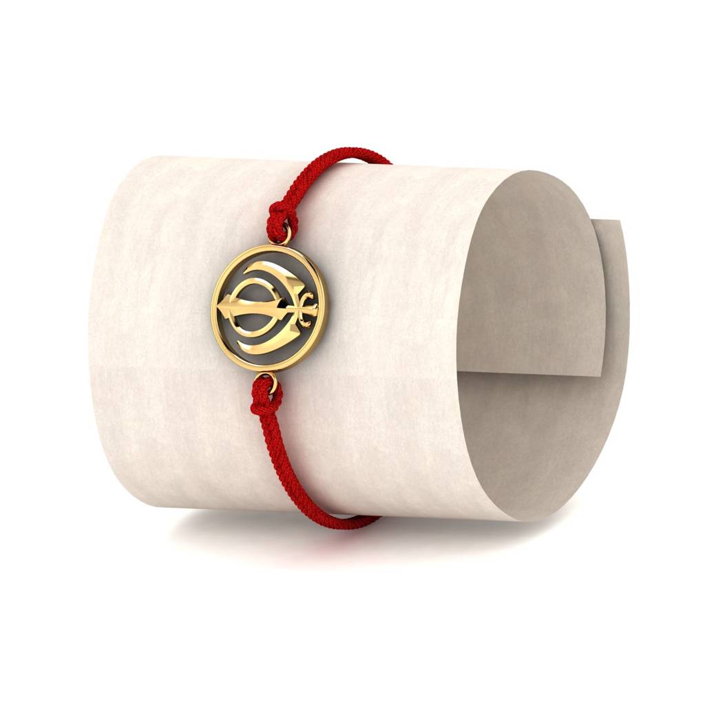 Kuberbox Yellow Gold Khanda L Gold Rakhi : RA2094
