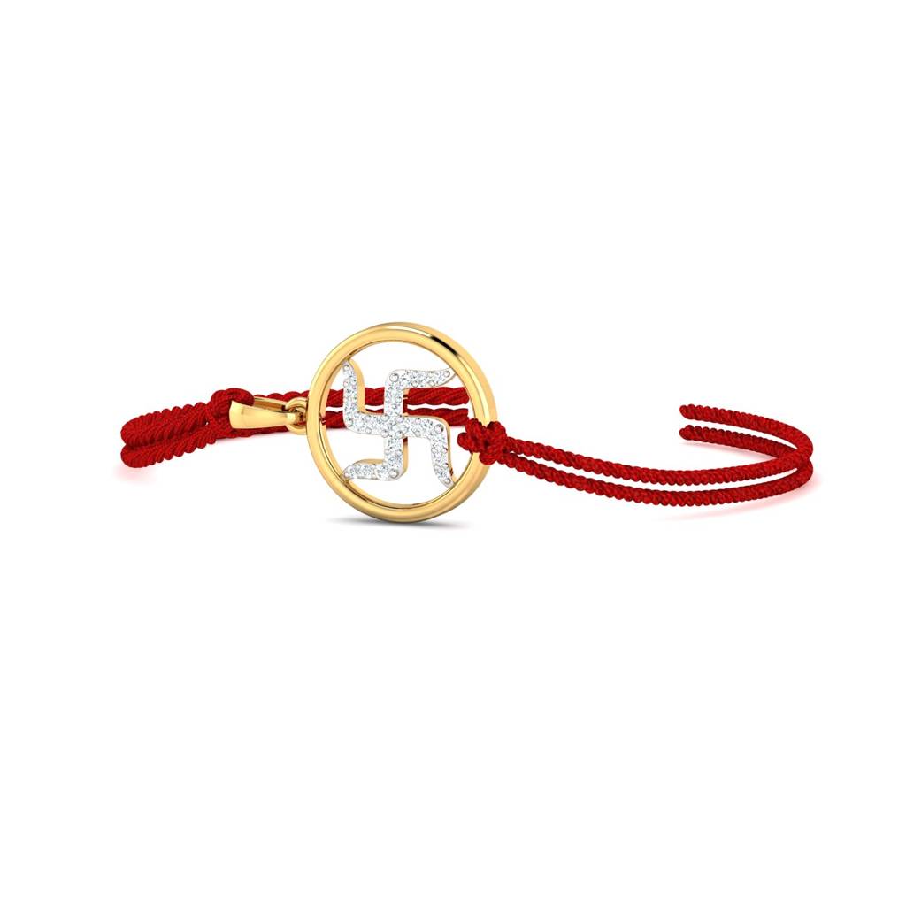Kuberbox Yellow Gold Swastika Gold Rakhi Cum Pendant : RA2098