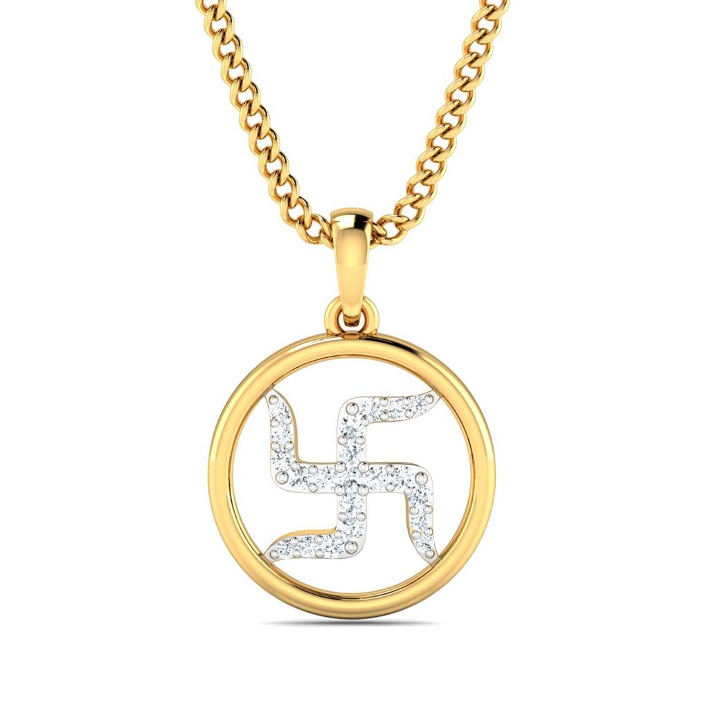 Kuberbox Yellow Gold Swastika Gold Rakhi Cum Pendant : RA2098