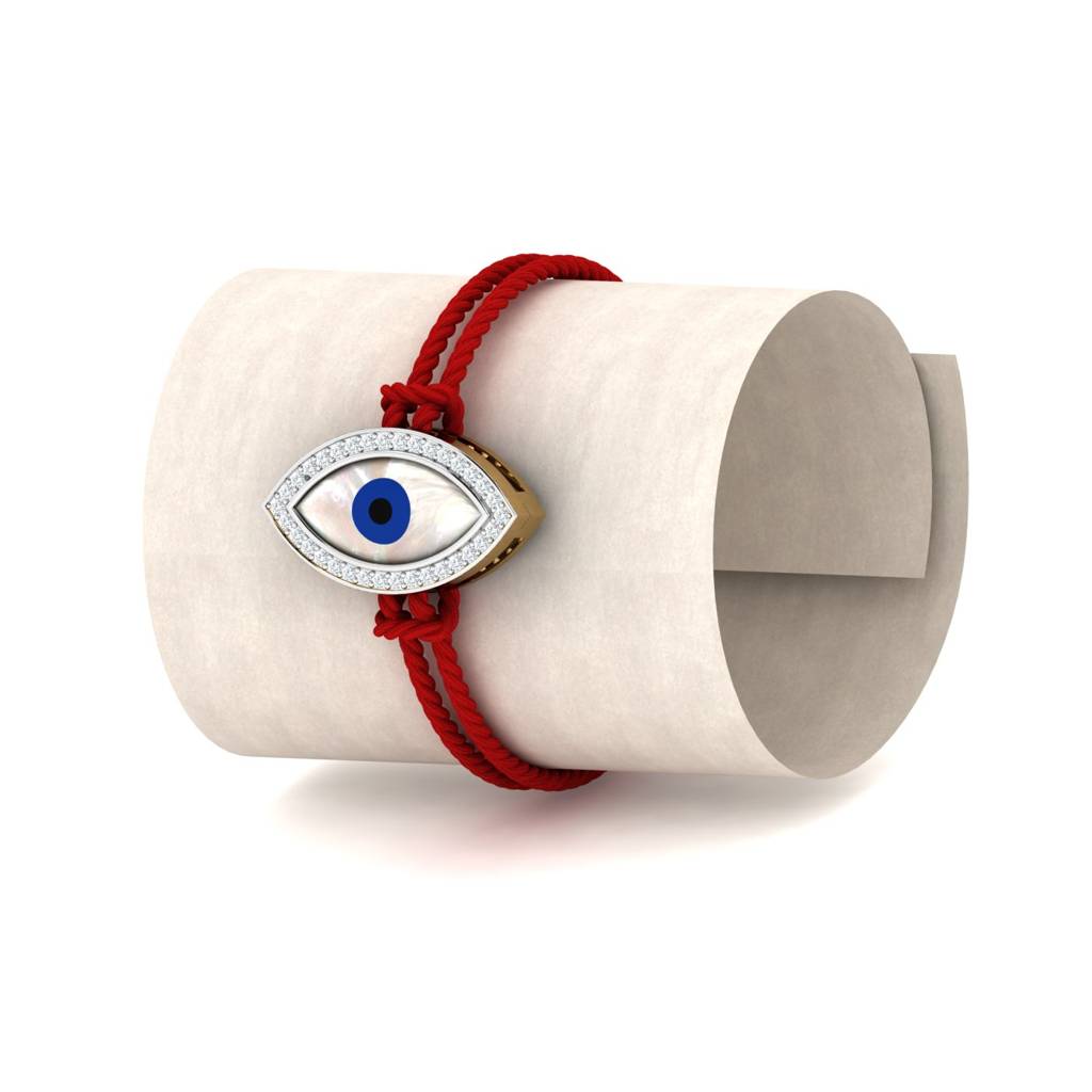 Kuberbox Yellow Gold Evil Eye Gold Rakhi Cum Pendant : RA2100