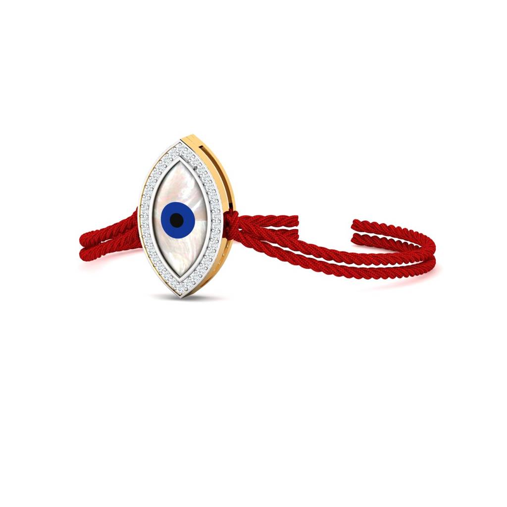 Kuberbox Yellow Gold Evil Eye Gold Rakhi Cum Pendant : RA2100