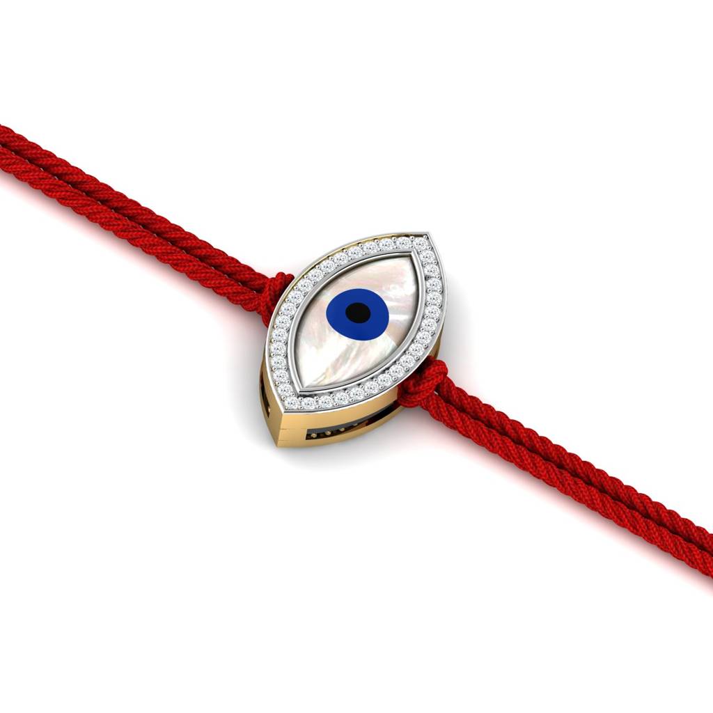 Eternz Certified Jewellery - KuberBox Yellow Gold Evil Eye Gold Rakhi Cum Pendant
