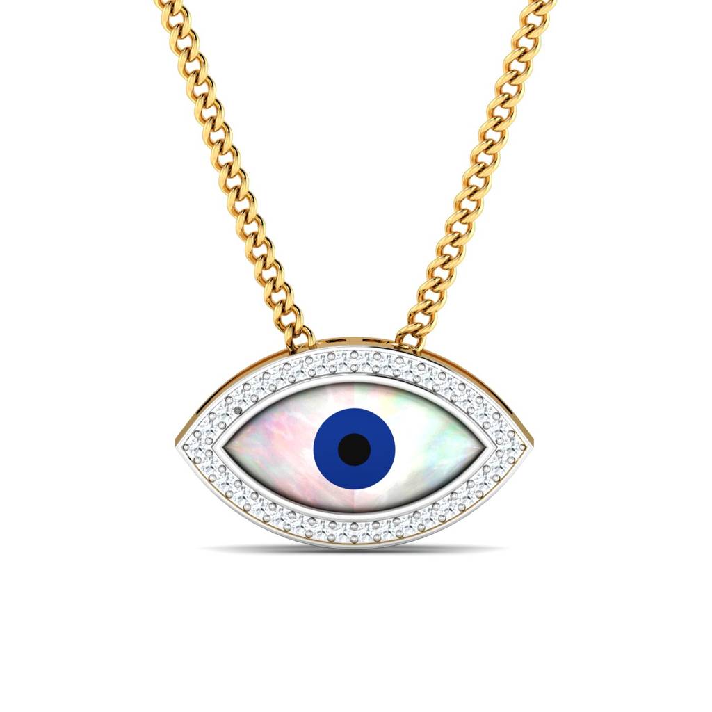 Kuberbox Yellow Gold Evil Eye Gold Rakhi Cum Pendant : RA2100