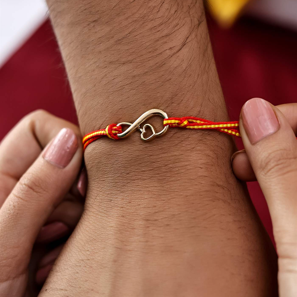 Kuberbox Yellow Gold Infinity Gold Rakhi Cum Pendant : RA2102