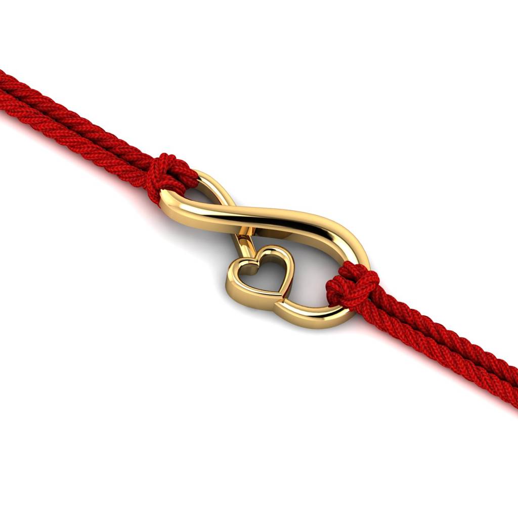 Eternz Certified Jewellery - KuberBox Yellow Gold Infinity Gold Rakhi Cum Pendant