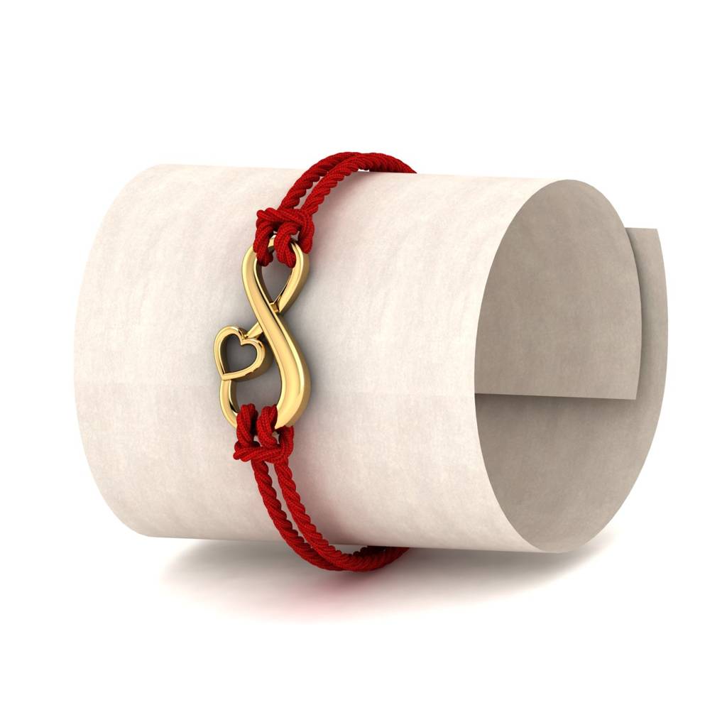 Kuberbox Yellow Gold Infinity Gold Rakhi Cum Pendant : RA2102