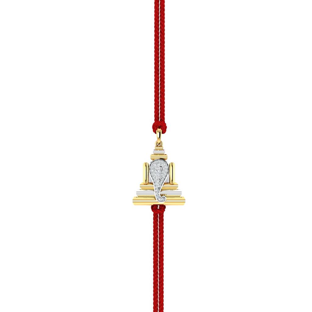 Kuberbox Yellow Gold Ganpati Rakhi Cum Pendant : RA2109