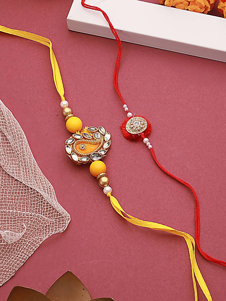 Set Of 2 Beaded Thread Rakhi : RAK-JS24-HI0030