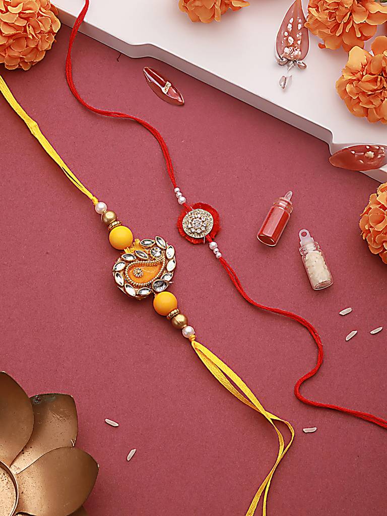 Set Of 2 Beaded Thread Rakhi : RAK-JS24-HI0030