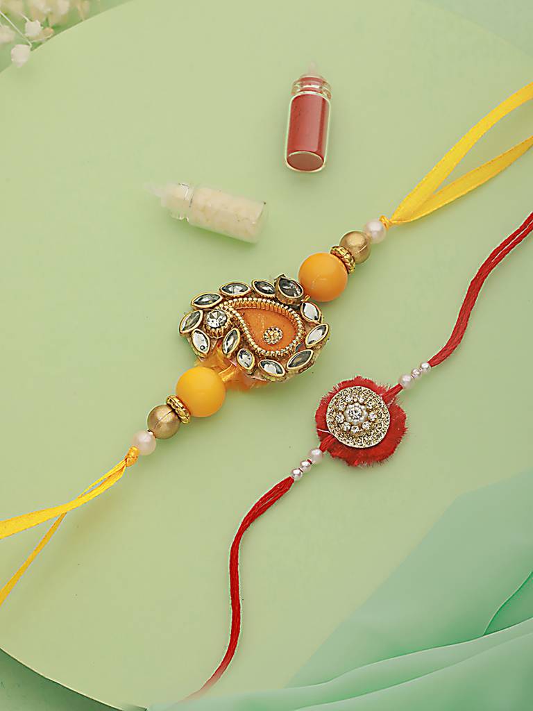 Set Of 2 Beaded Thread Rakhi : RAK-JS24-HI0030