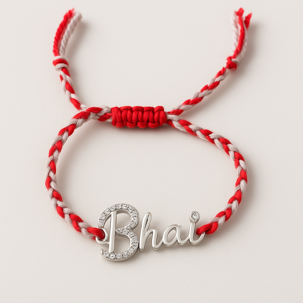 925 Silver Bhai Diamond Rakhi : RAKHI-02