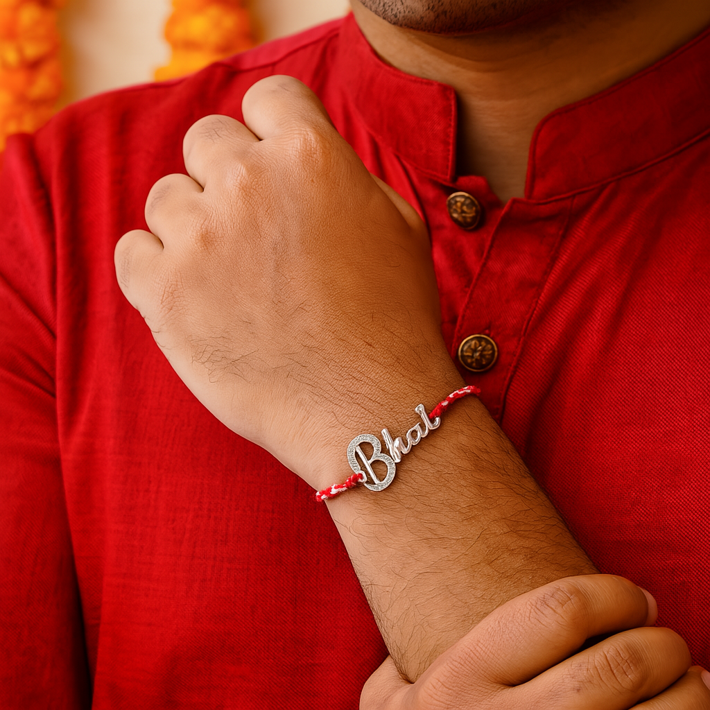 925 Silver Bhai Diamond Rakhi : RAKHI-02