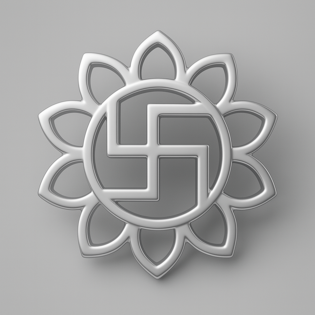 925 Silver Swastik Flower Rakhi : RAKHI-06