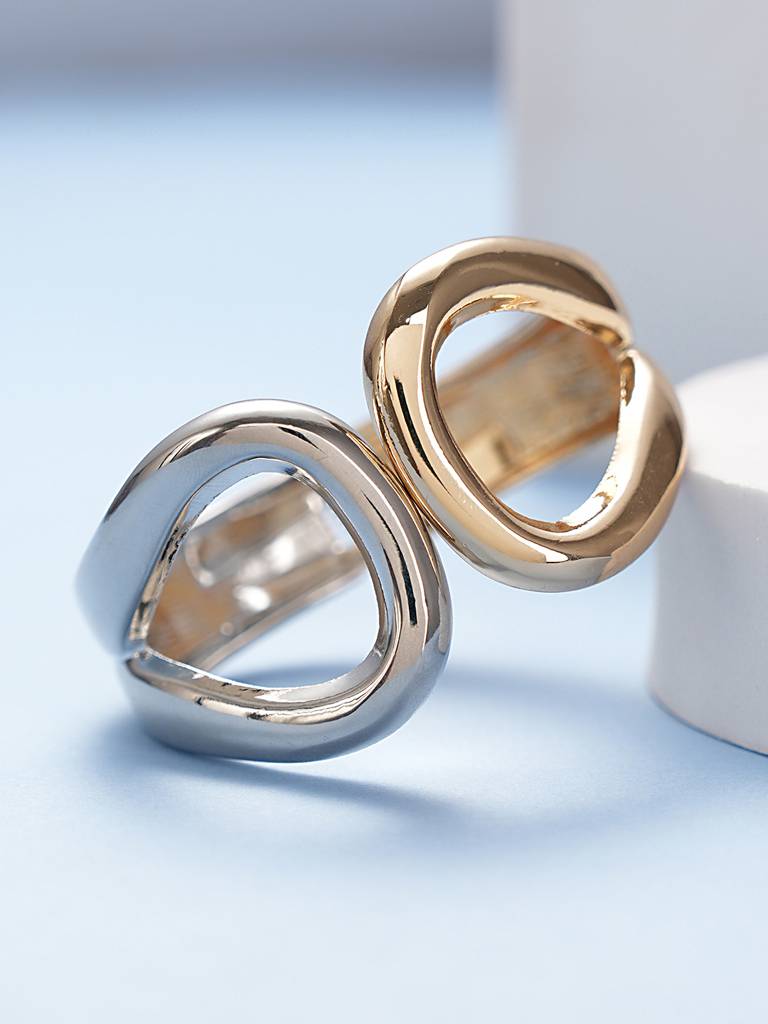 Anti-Tarnish18K Dual Toned Quirky Kada Cuff Bracelet : STBR8101