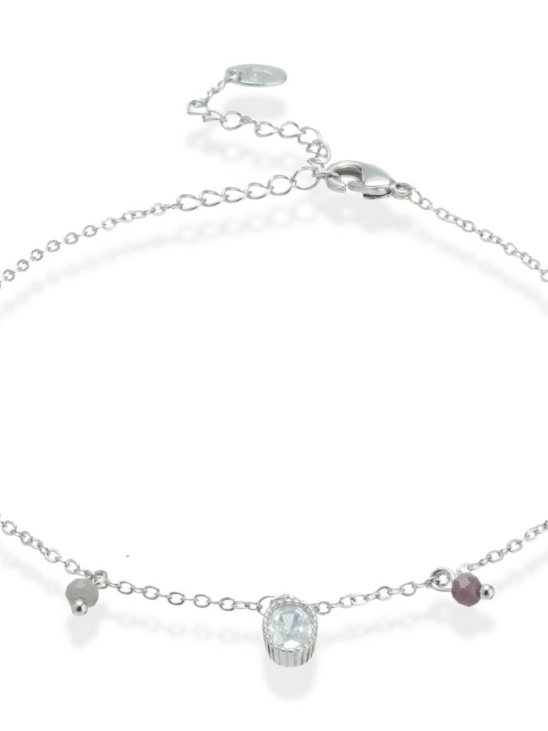 Indie Â Colourful Silver Anklet With Mismatched Charms : ANK-003