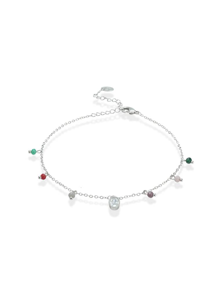 Indie Â Colourful Silver Anklet With Mismatched Charms : ANK-003