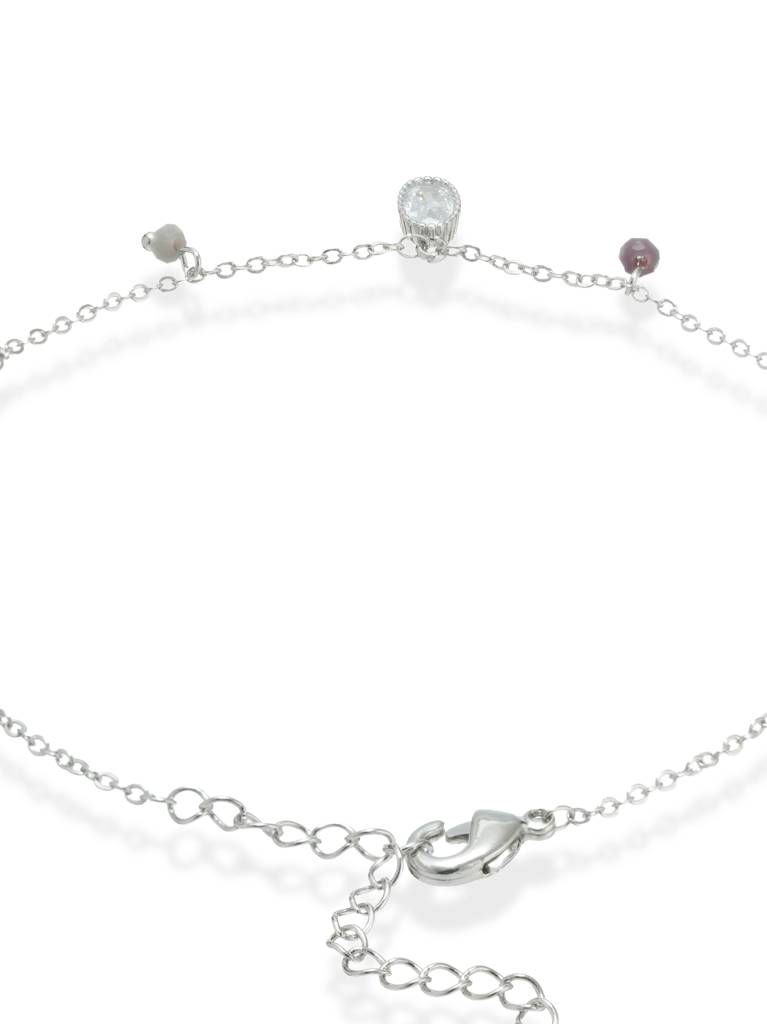 Indie Â Colourful Silver Anklet With Mismatched Charms : ANK-003