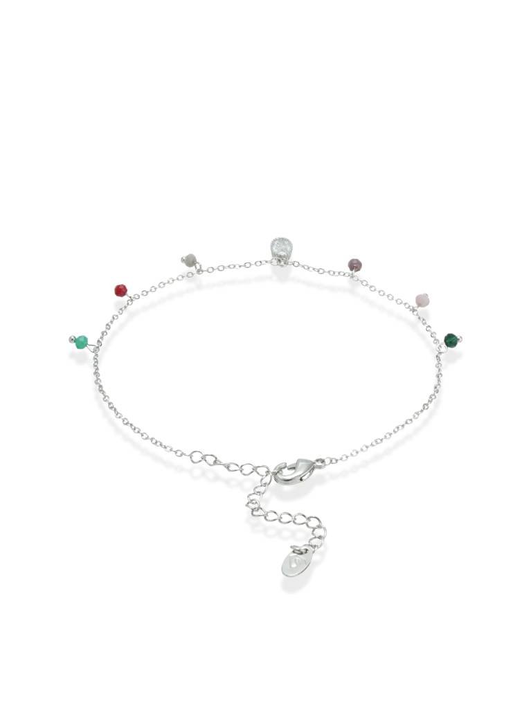 Indie Â Colourful Silver Anklet With Mismatched Charms : ANK-003
