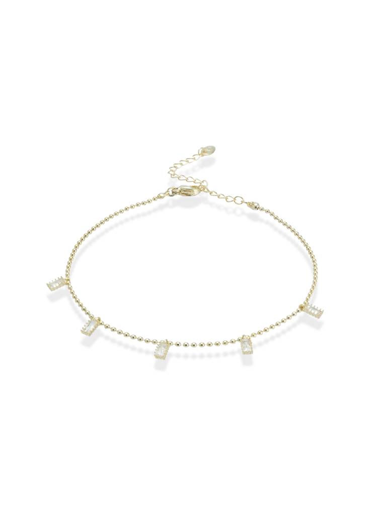 Alina Â Gold Anklet With Baguette Drops : ANK-004