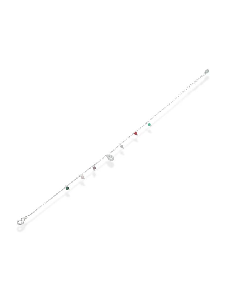 Indie Â Colourful Silver Anklet With Mismatched Charms : ANK-003