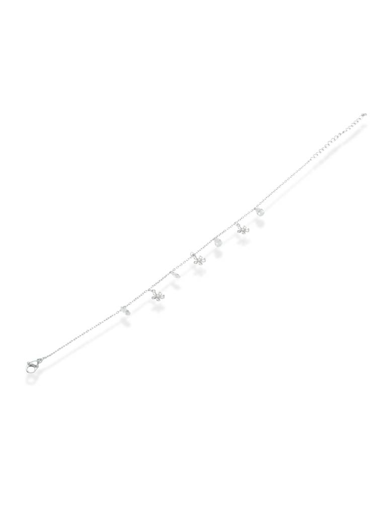 Daisy Â Silver Anklet With Petal And Drop Charms : ANK-005