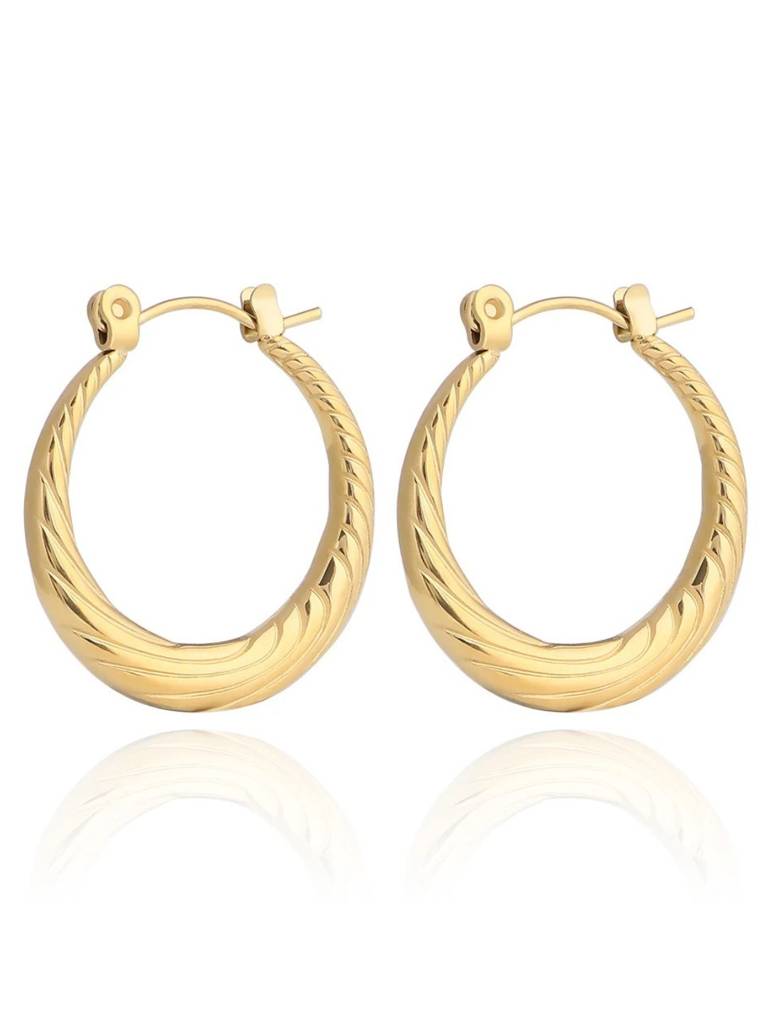 Twist Croissant Hollow Hoop Earrings : RB-60G