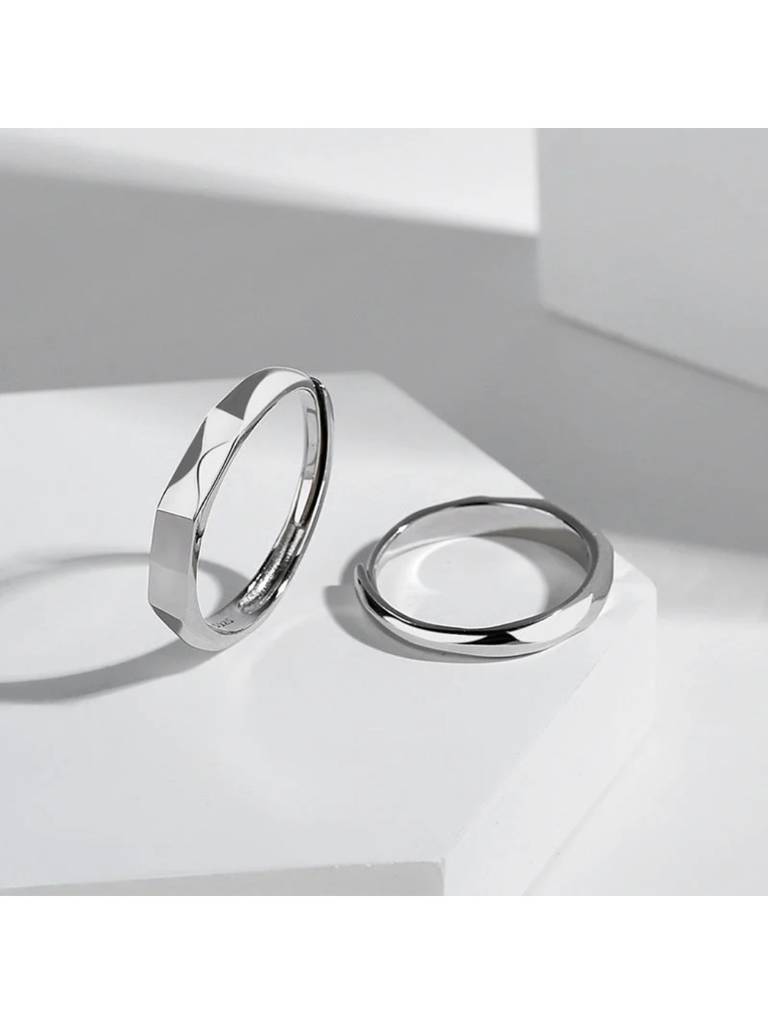 Couple'S Silver Promise Rings For Girlfriend & Boyfriend : RC24300-S