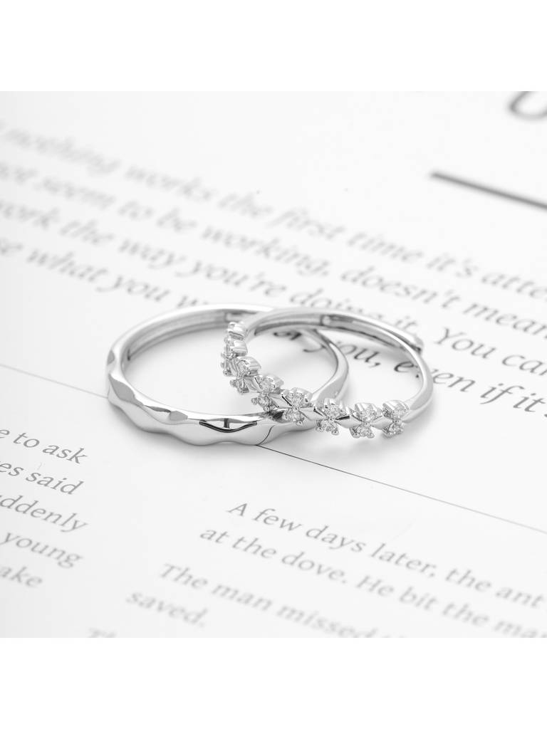 Silver Echo Him & Her Ring For Girlfriend & Boyfriend : RC24349-S