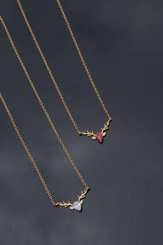 Reindeer Necklace In Sterling Silver With Gold Vermeil | Festive Christmas Jewelry : ReindeerNecklace