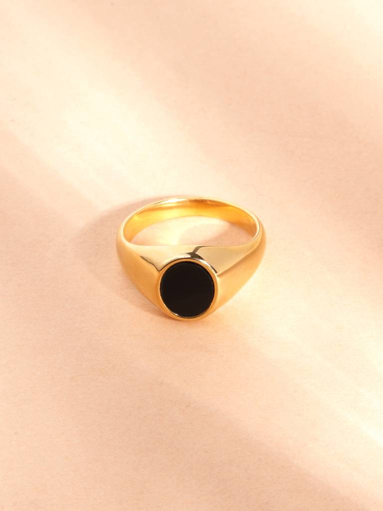 Black Oval Signet Ring For Men : RG0066-9