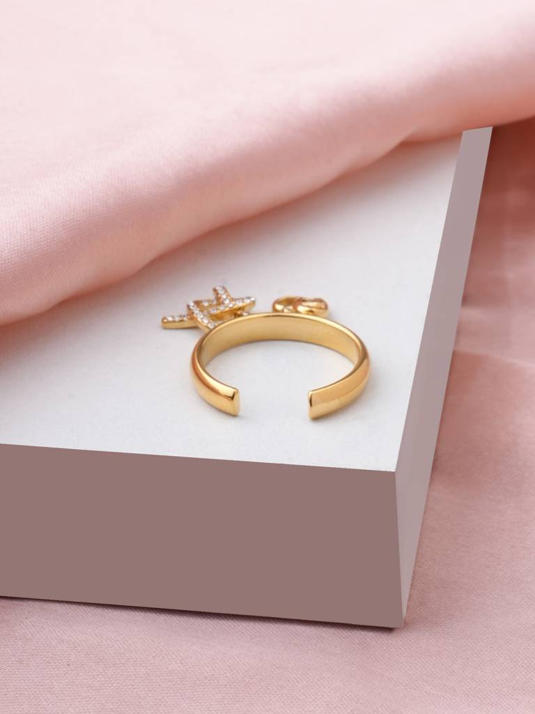 Dainty Dual Heart Knot Ring For Women - Waterproof & Anti-Tarnish : RG0093-A