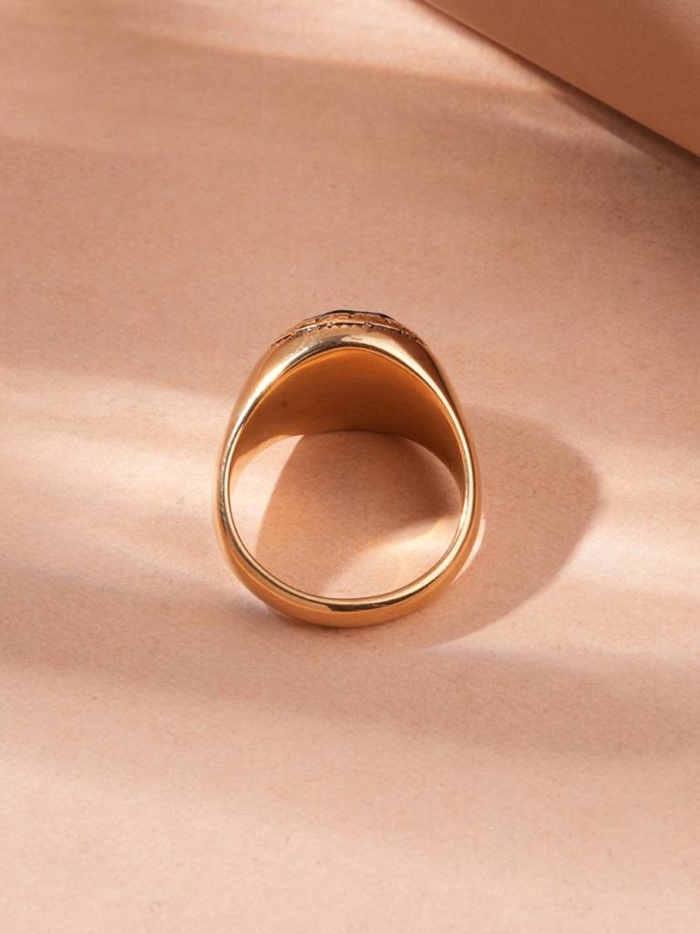 Bold Textured Black Signet Ring For Men - Waterproof & Anti-Tarnish : RG0122-9