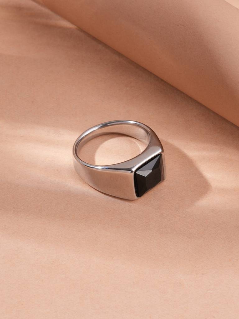 Bold Sleek Edge Signet Ring For Men - Waterproof & Anti-Tarnish : RG0139-9