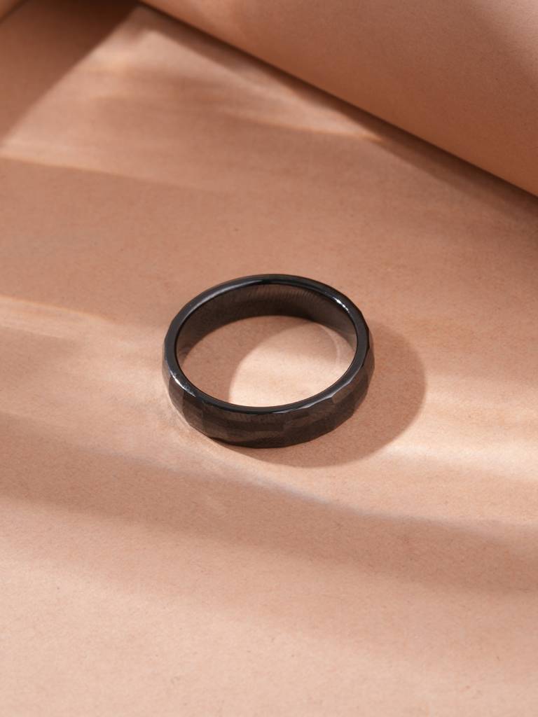 Facet Noir Angular Band Ring For Men - Waterproof & Anti-Tarnish : RG0143-9