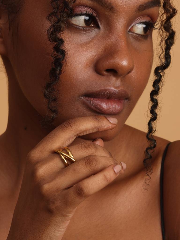 Women 18K Gold-Plated Infinity Knot Adjustable Finger Ring : RG100